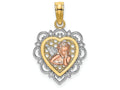 FJC Finejewelers Cherub In Scalloped Hearttri-color Charm