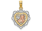 FJC Finejewelers Cherub In Scalloped Hearttri-color Charm