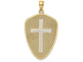 FJC Finejewelers Cross Shield with Joshua 1:9 On Reverse Charm