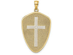 FJC Finejewelers Cross Shield with Joshua 1:9 On Reverse Charm