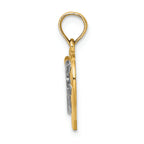 FJC Finejewelers 14k Yellow Gold with with Rhodium Double Heart Cross Inside Charm