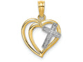 FJC Finejewelers 14k Yellow Gold with with Rhodium Double Heart Cross Inside Charm