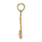 FJC Finejewelers 14k Two-tone Gold Mom Script with Pink Flower Charm