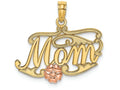 FJC Finejewelers 14k Two-tone Gold Mom Script with Pink Flower Charm