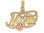 FJC Finejewelers 14k Two-tone Gold Mom Script with Pink Flower Charm
