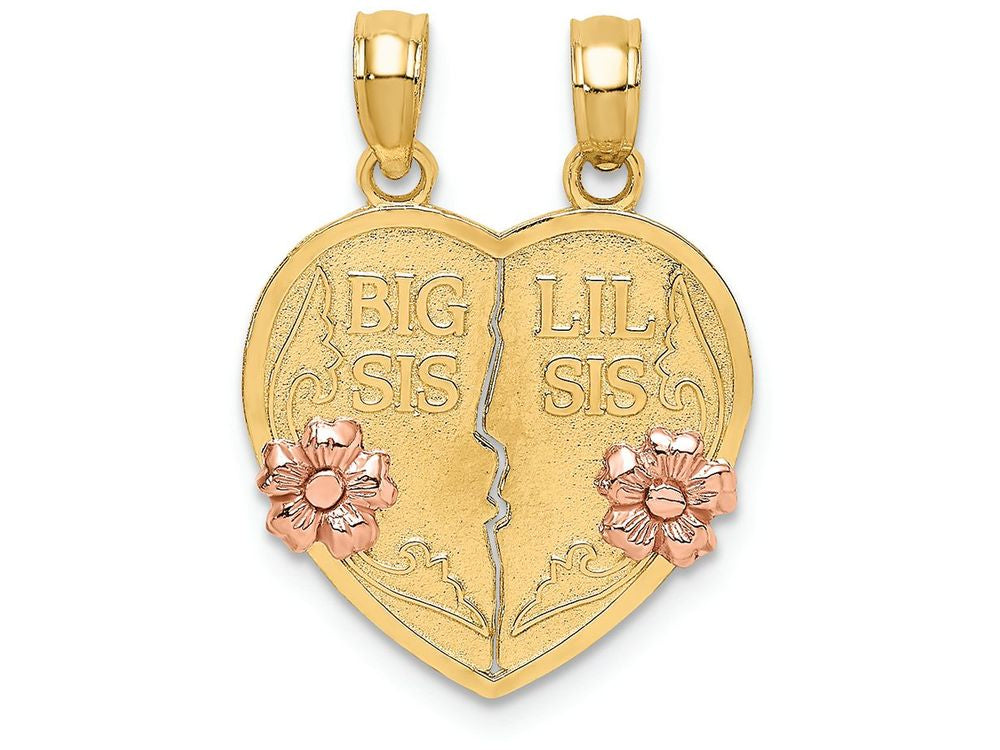FJC Finejewelers 14k Two-tone Gold Big Sis-lil Sis Breakable Heart Charm