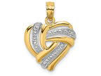 FJC Finejewelers 14k Two-tone Gold Heart with Triple Line Pattern Wht Beaded Center Charm