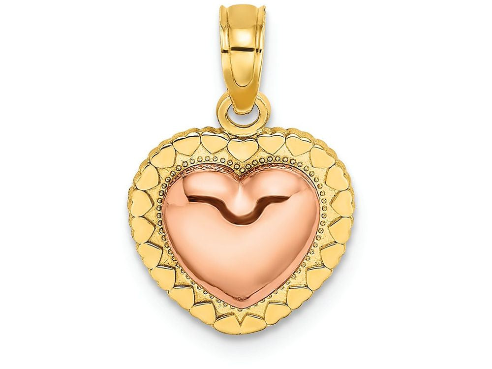 FJC Finejewelers 14k Two-tone Gold Pink Heart with Beaded Yellow Frame Charm