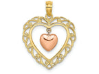 FJC Finejewelers 14k Two-tone Gold Pinkheart Dangling In Scallop Heart Charm