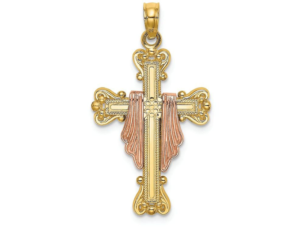 FJC Finejewelers Cross with Pink Drape Charm