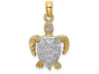 FJC Finejewelers 14k Yellow Gold with with Rhodium Sea Turtle Swimming Two-color Charm