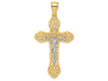 FJC Finejewelers 14k Two-tone Gold Crucifix with Scrolled Tips White Jesus Charm