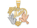FJC Finejewelers 14k Two-tone Gold Madre In Heart with Doves Tri-color Charm