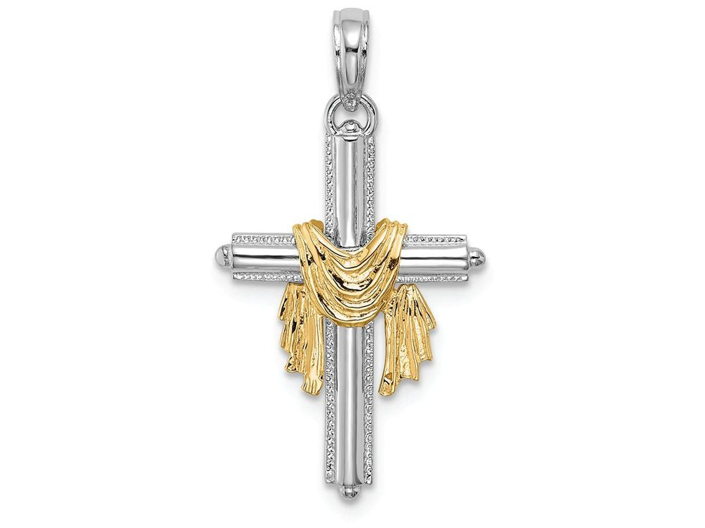 FJC Finejewelers White Cross with Yellow Drape Charm