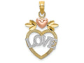 FJC Finejewelers 14k Two-tone Gold White Love Inside Heart with Pink Hearttri-color Charm
