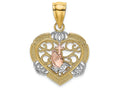 FJC Finejewelers Praying Hands Cross In Hearttri-color Charm