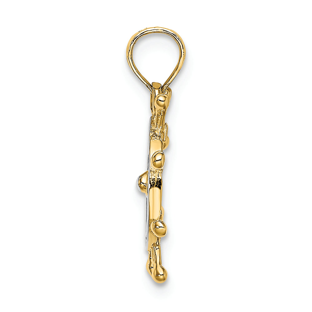 FJC Finejewelers 14k Yellow Gold with with Rhodium Ship Wheel Two-color Charm