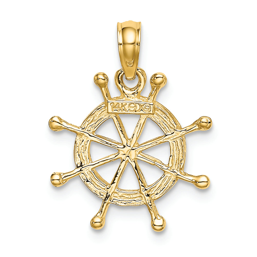 FJC Finejewelers 14k Yellow Gold with with Rhodium Ship Wheel Two-color Charm