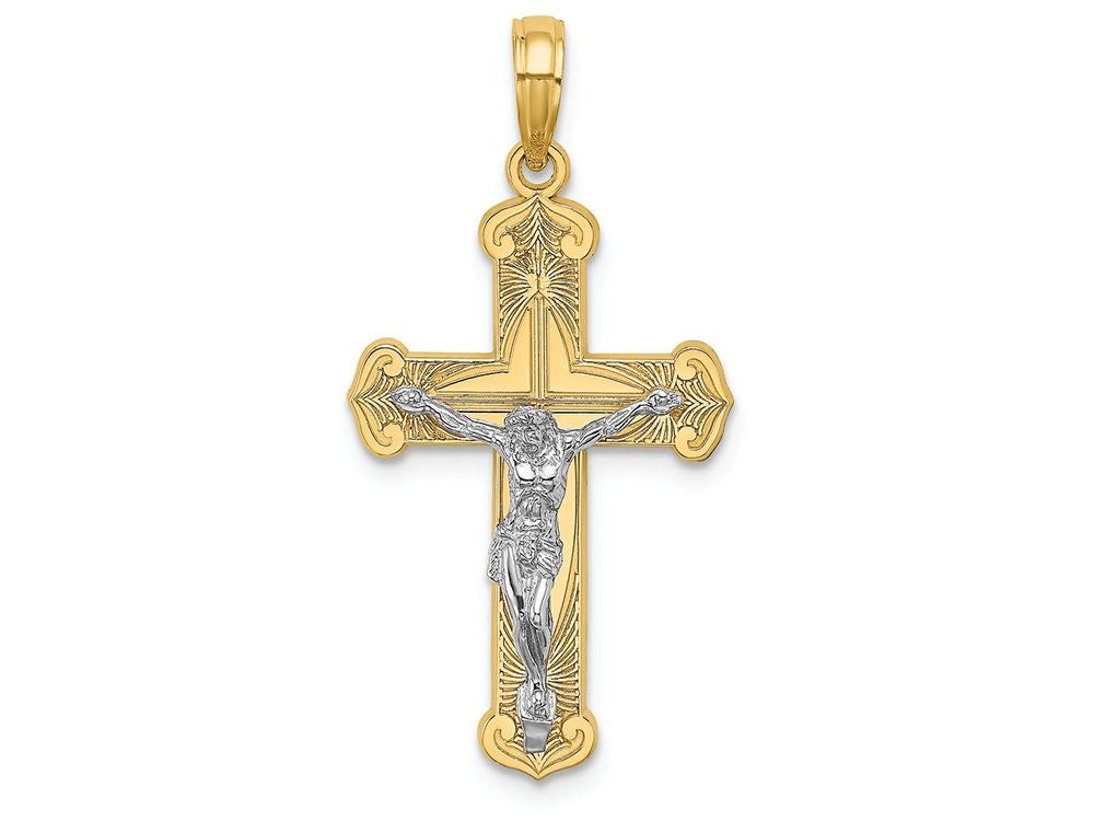 FJC Finejewelers Crucifix Jesus On Engraved Cross Charm