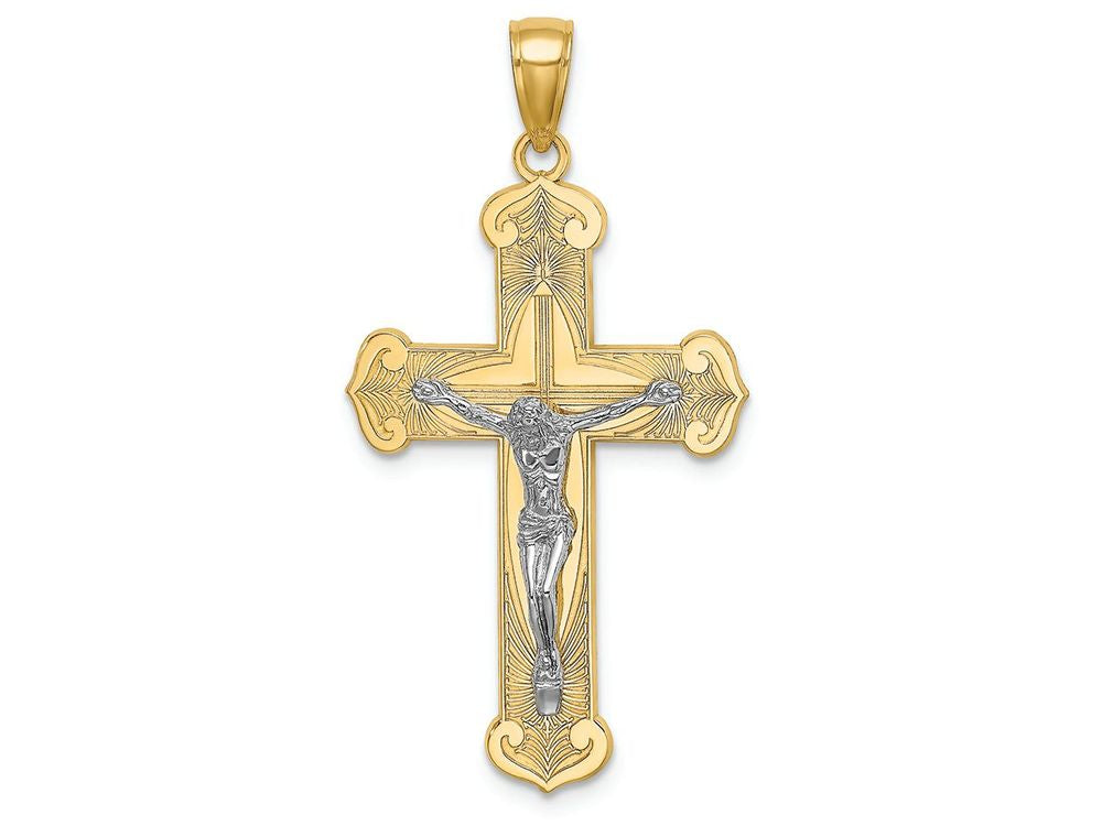 FJC Finejewelers Crucifix Jesus On Engraved Cross Charm