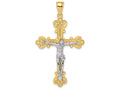 FJC Finejewelers 14k Two-tone Gold Crucifix Jesusengraved Two-crolor Charm