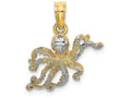 FJC Finejewelers 14k Yellow Gold with with Rhodium Octopus Two-color Charm