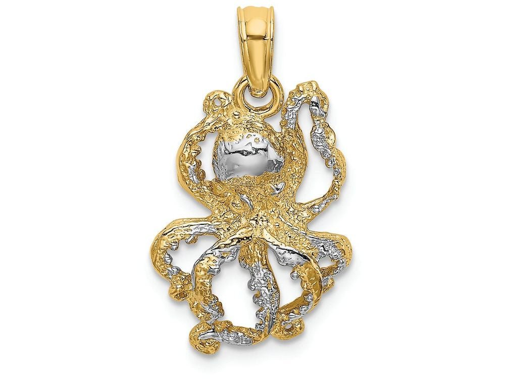 FJC Finejewelers 14k Yellow Gold with with Rhodium Octopus Two-color Charm