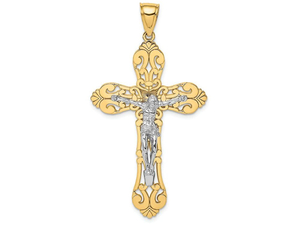 FJC Finejewelers Crucifix with Scrolled Tips White Jesus Charm
