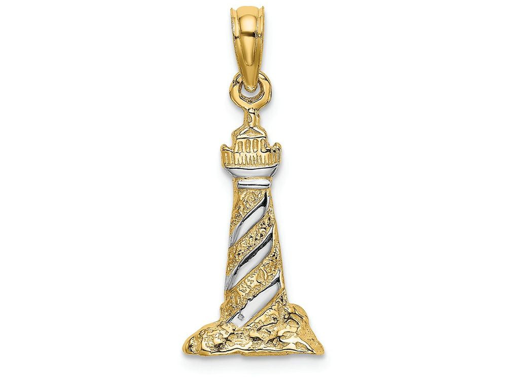 FJC Finejewelers 14k Yellow Gold Tt 3d Cape Hatteras Lighthousetwo-color Charm