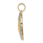 FJC Finejewelers 14k Two-tone Gold #1 Mom In Heart with with Rhodium Bead Trim Charm