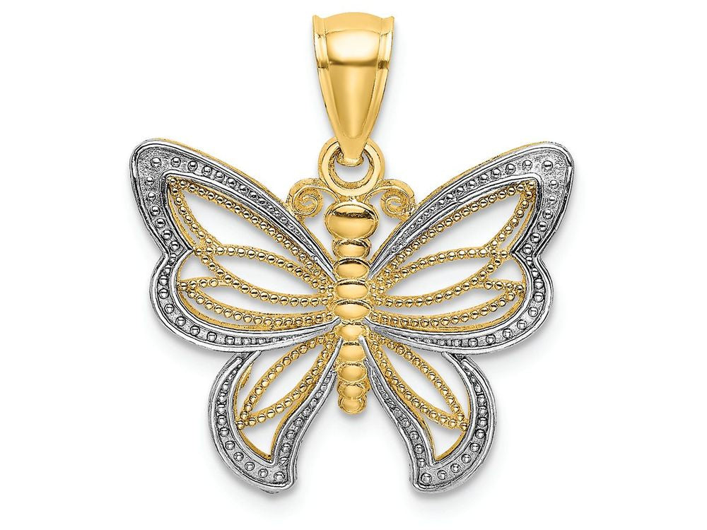 FJC Finejewelers 14k Two-tone Gold Butterfly Beaded Wings Charm
