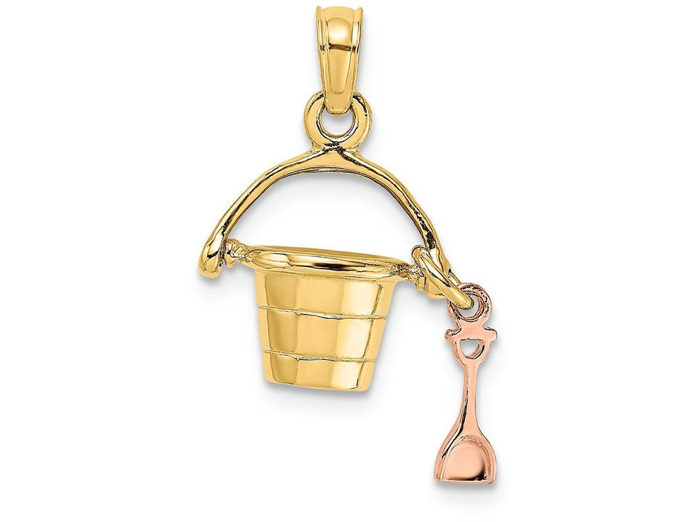 FJC Finejewelers 3d Beach Bucket with Pink Shovel Moveable Charm