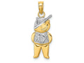 FJC Finejewelers 14k Yellow Gold with with Rhodium Boy Hat Shirt Polish Textured Charm