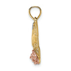 FJC Finejewelers 14k Two-tone Gold Beaded Heart with #1 Mom Pink Flower In Centertri-color Charm