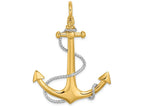 FJC Finejewelers 14k Two-tone Gold 3d Large Anchor Rope Flat Tips Shackle Bail Charm