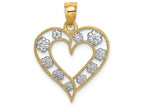 FJC Finejewelers 14k Two-tone Gold Beaded Heart Flowers In Frame Charm