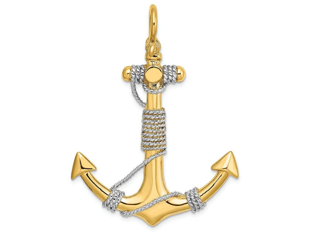 FJC Finejewelers 3d Large Anchor with White Wrapped Rope Charm