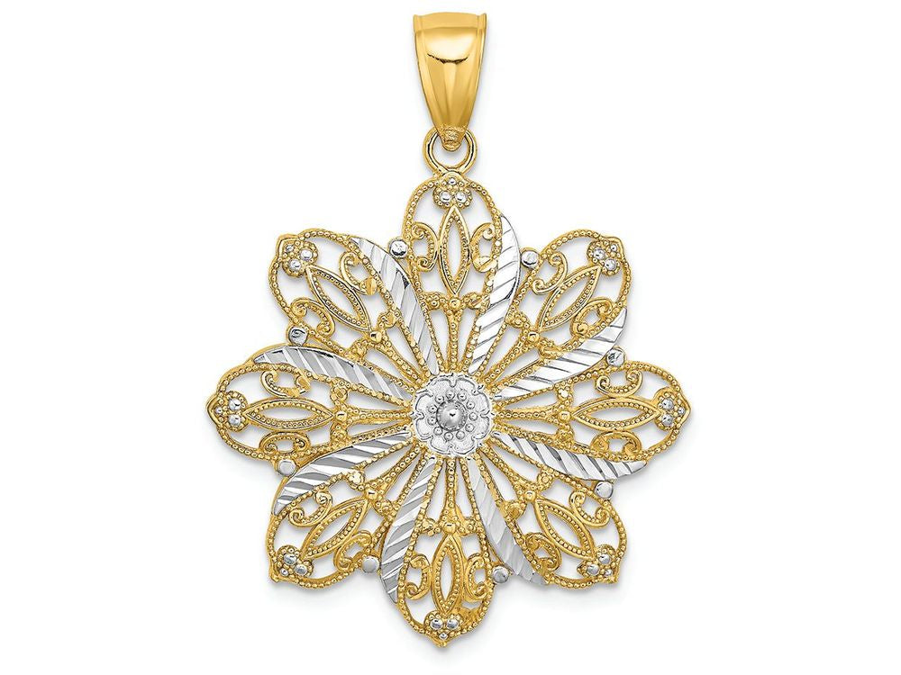 FJC Finejewelers Bright Cut Starbusrt Flowertwo-color Charm