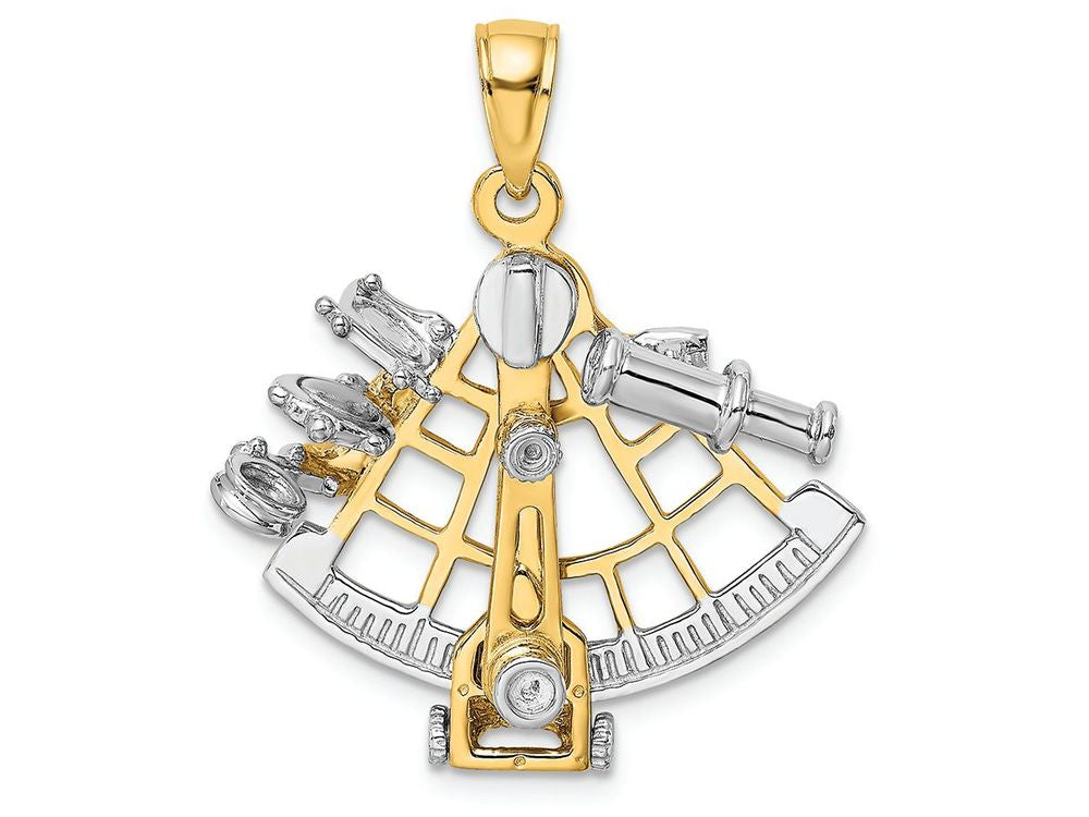 FJC Finejewelers 3d Moveable Old Fashion Sextant Compasswhite Yellow Charm