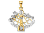 FJC Finejewelers 3d Moveable Old Fashion Sextant Compasswhite Yellow Charm