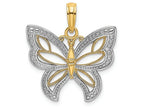 FJC Finejewelers 14k Two-tone Gold Butterfly Beaded Wings Charm