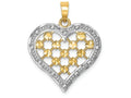 FJC Finejewelers 14k Two-tone Gold White Outline Heart with Bright Cut Lattice Center Charm