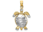FJC Finejewelers 14k Yellow Gold 3d Moveable Sea Turtle Polish with with Rhodium Charm