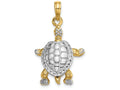 FJC Finejewelers 14k Two-tone Gold 3d Land Turtle with Moveable Head Legs Two-color Charm