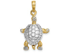 FJC Finejewelers 14k Two-tone Gold 3d Land Turtle with Moveable Head Legs Two-color Charm