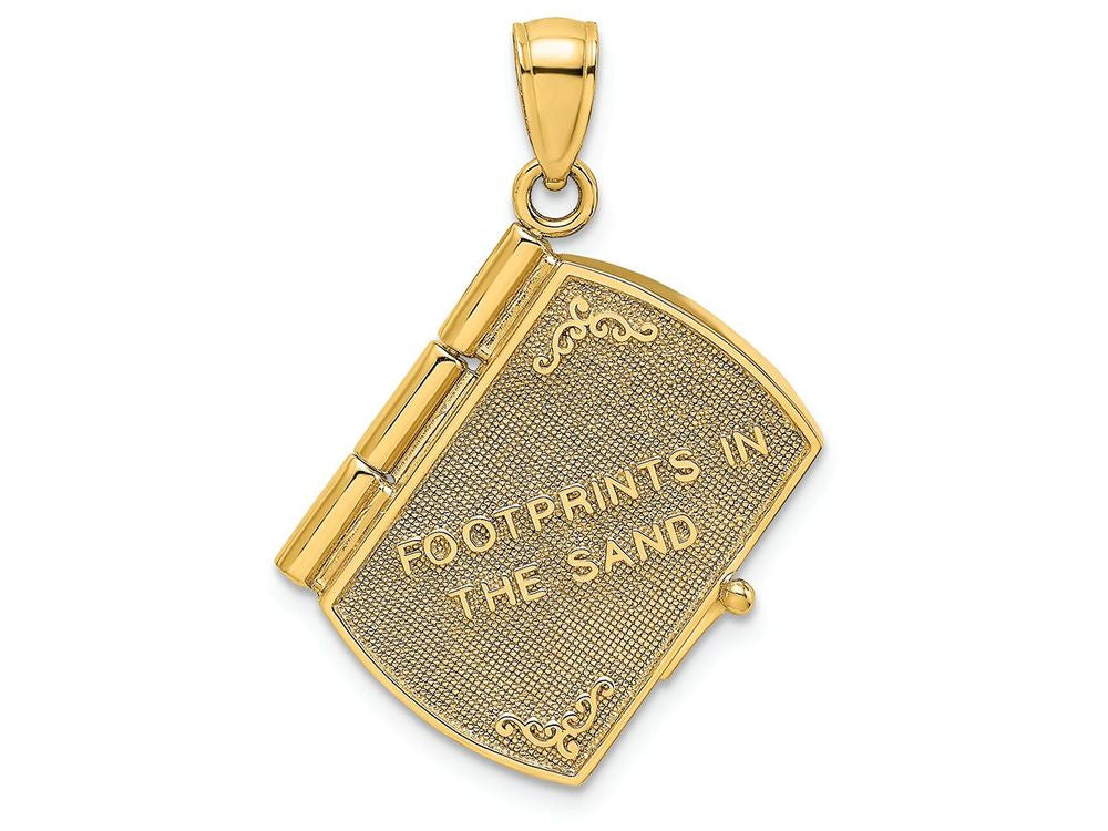 FJC Finejewelers 14k Two-tone Gold 3d Footprints In The Sand Book with Prayer Insidemoveable Charm