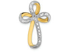 FJC Finejewelers 14k Yellow Gold with with Rhodium Fashion Twisted Cross W Bright Cut Accents Charm