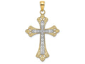 FJC Finejewelers 14k Yellow Gold with with Rhodium Cross with Scalloped Edges White Center Charm