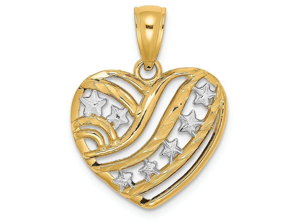 FJC Finejewelers 14k Two-tone Gold Heart with Stars And Stripes Charm