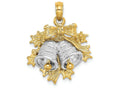 FJC Finejewelers 14k Two-tone Gold Double Bells with Holly And Bowmoveable Charm